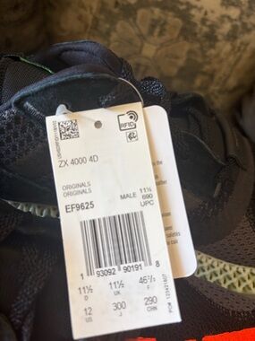 adidas Black ZX 4000 4D Sneakers with Neon Green Accent